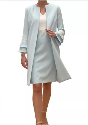 Linea Raffaelli Size 16 Blue/grey Ivory Dress And Jacket Rrp £696 • £250