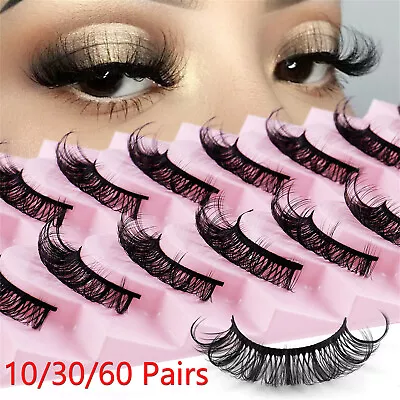10/30/60 Pairs Reusable Self Adhesive Eyelashes Eyeliner Needed False Eyelashes` • $53.11