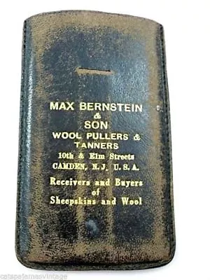 Vintage Leather Note Holder Max Bernstein Wool Pullers Camden NJ 1920s • $22