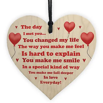 Anniversary Gift For Husband Wife Wooden Heart Gift For Men Women Love Plaque • £3.99