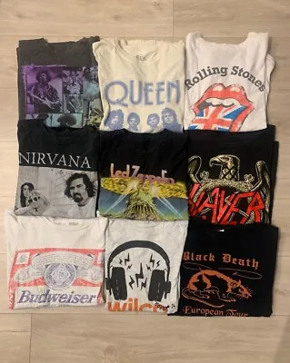 Band Tee Shirt Lot Concert Tour Metal Indie Classic Rock Nirvana Slayer Zeppelin • $80