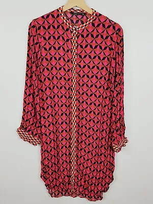 [ ZARA ] Womens Contrast Print Long Sleeve Tunic Dress | Size L Or AU 12 • $55