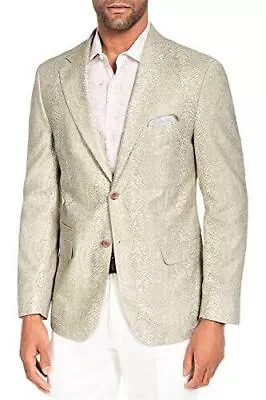 TALLIA ORANGE Mens Beige Slim Fit Sport Coat Snake Print Small • $17.32