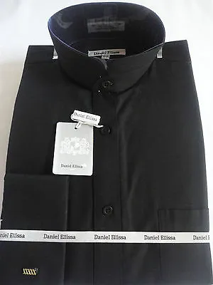 Mens Black Nehru Collarless Victorian Collar French Cuff Dress Shirt DS3002C • $58.50