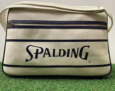 Vintage Spalding 70s Sports Gym Bag White Faux Leather New Dealer Old Stock • $35