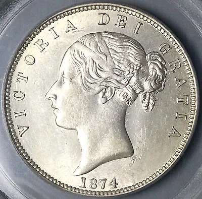 1874 PCGS MS 61 Victoria 1/2 Crown Great Britain OGH Silver Coin (24041102C) • $795