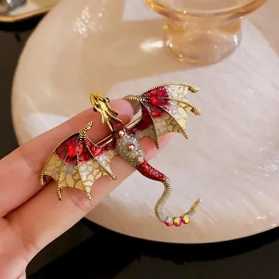 Retro Crystal Enamel Flying Dragon Brooch Pin Costume Jewelry Women Men Party  • $2.23