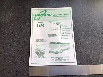 £5 • Buy Lowland Scottish Bus Group Timetable Route 104 October 1993 Edinburgh Berwick