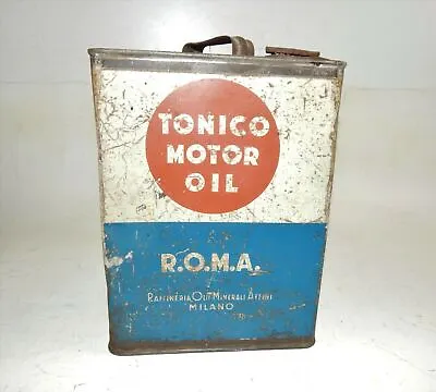 1960's TONICO MOTOR OIL R.O.M.A. CAN CONTAINER 1 GAL TIN 10x7.75x4.5  ITALY  • $249