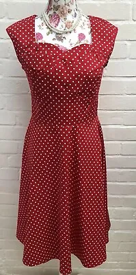 Dresstells Red Dress Medium Polka Dots Rockabilly Fit Flare Swing Cosplay Blog • £24.99