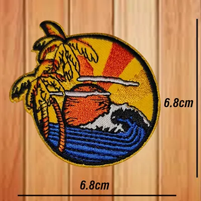 £2.99 • Buy Beach Sea Wave Sunset Patches California Embroidered Iron.sew On Applique Badge