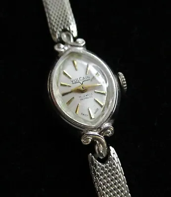 Watch Ladies Vulcain 17 Jewel Incabloc Swiss Made Silver Tone Working 37-16 • $75