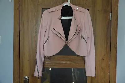 ZARA Pastel Pink Nude Cropped Jacket Blazer With Zips Sold Out Bloggers M • $47.20