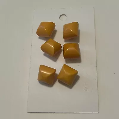 Vintage Lot Of 6 Yellow Butterscotch Bakelite Buttons Art Deco Set Square 1/2  • $18