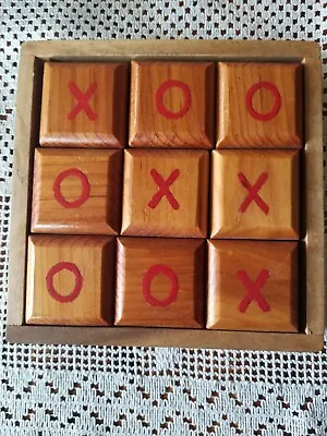 Vintage Wooden Rustic Tic Tac Toe Coffee Table Game  Family Game • $13