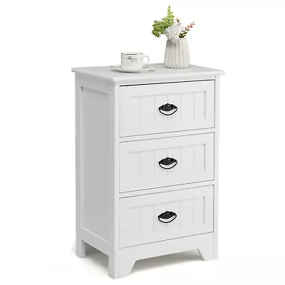 Giantex Bedside Table 3-Drawer Nightstand End Table Sofa Side Table Vintage • $92.95