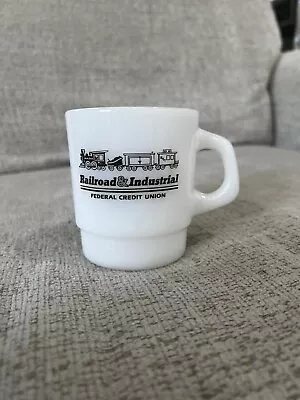 Vintage Railroad & Industrial Federal Credit Union Milk Glass Mug • $5