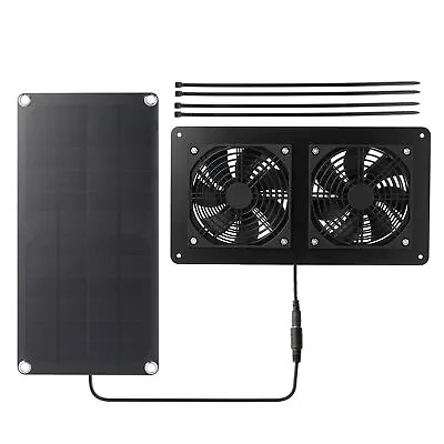 Solar Panel Fan Kit Solar Powered Dual Fan Solar Exhaust Fan 10W 36db  L O6A0 • £20.04