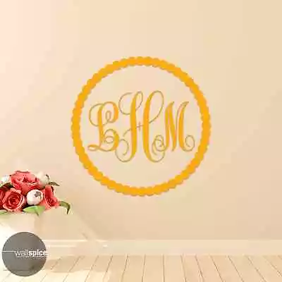 Circular Vine Interlocking Monogram Letters Initials Vinyl Wall Decal Sticker • $12.99