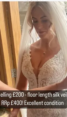 £130 • Buy Woman’s  Stunning Extra Long Silk Veil For Wedding