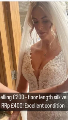 £130 • Buy Woman’s  Stunning Extra Long Silk Veil For Wedding
