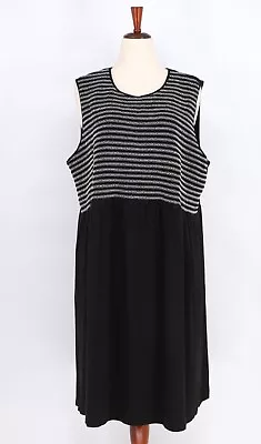 J. JILL Wearever Jersey Knit Striped Black Knee Length Sleeveless Dress Size 3X • $29.99