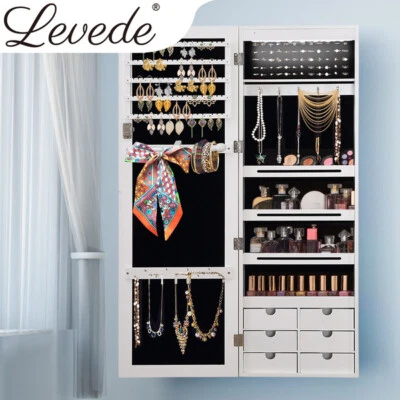 $157.49 • Buy Jewellery Cabinet Full Length Mirror Box Stand White