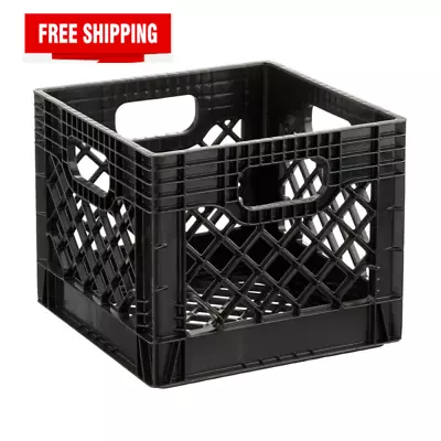 16QT Plastic Heavy-Duty Plastic Square Milk Crate Black(FAST SHIPPING) • $11.24