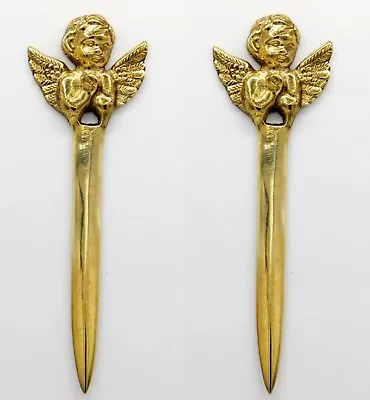 1 Set ANGEL VINTAGE BRASS LETTER OPENER   Office Mail Envelope Opener • $15.99