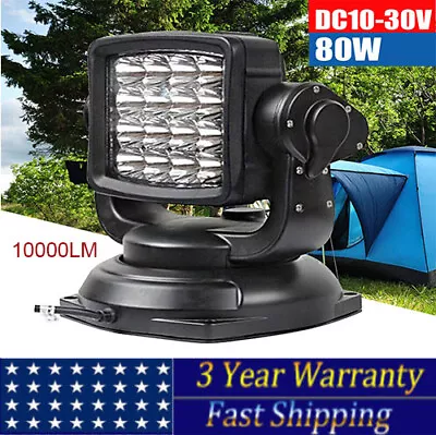 360° Rotate Boat 10000LM Remote Control Spotlight Marine Searchlight Magnetic  • $264