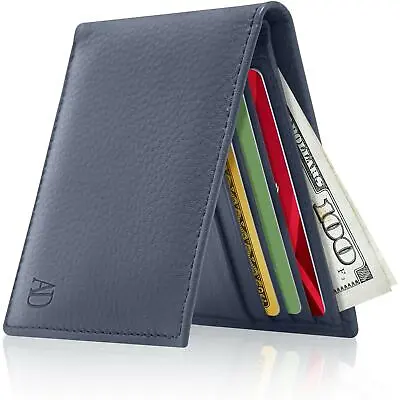 Mens Wallet Leather Slim Wallet For Men Bifold Wallets With ID Window RFID • $16.99