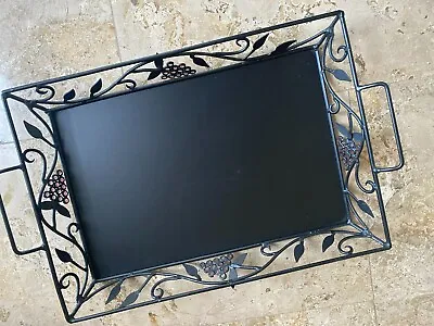 17  X 12  Wine Decorative Metal Serving Tray Black With Grape Clusters • $7.98