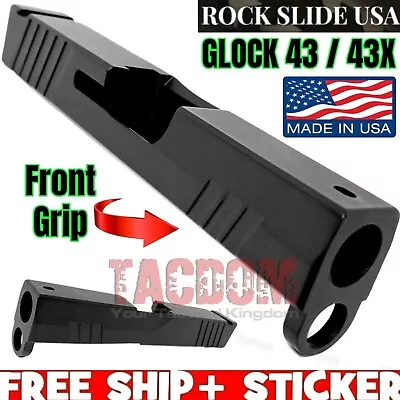 ROCK SLIDE USA Slide For GL0CK 43 43X STEALTH BLACK - Front Grip STAINLESS STEEL • $179