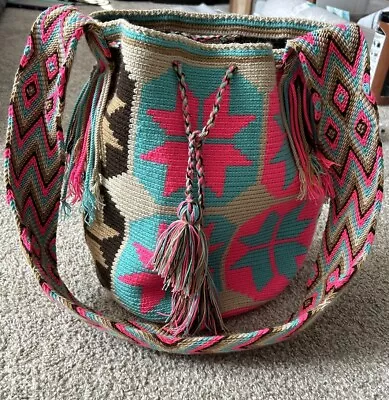 Authentic Wayuu Mochila Handmade Colombian Colorful Bag Large • $55