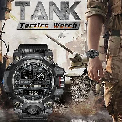 Mens Digital Sport Watches Waterproof Military Watch LED Tactical Watch For Men • $22.39