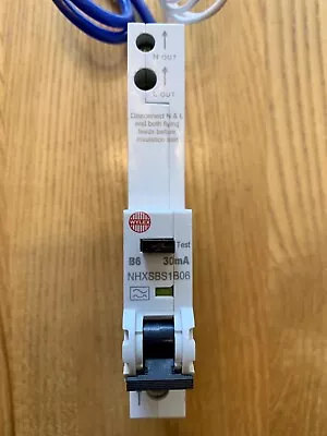 WYLEX 6A Type B 30mA RCBO NHXSBS1B06 BSEN61009 • £14.99