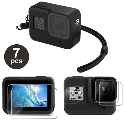 Accessories Kit For GoPro Hero 8 Black Silicone Protective Case+Screen Lens Film • $7.99