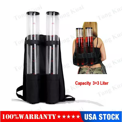 3+3Liter Beverage Liquor Dispenser Dual Tank Backpack Beer Liquid Shot Pump Gun • $44