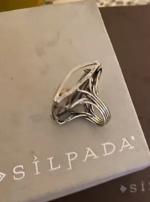 $70 • Buy Rare Retired Silpada Sterling Silver 925 Baguette AB Swarovski Crystal Ring 6