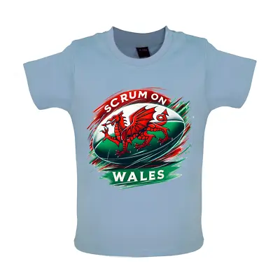 Scrum On Wales - Baby T-Shirt / Babygrow - Rugby Welsh 6 Six Player Fan Nations • £10.95