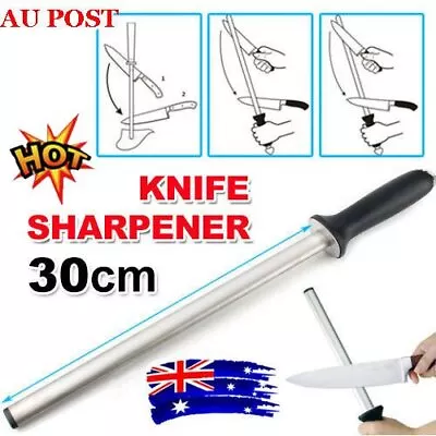 AU Best Diamond Knife Sharpener Sharpening Steel 30cm 12  Oval 600 DS • $19.93