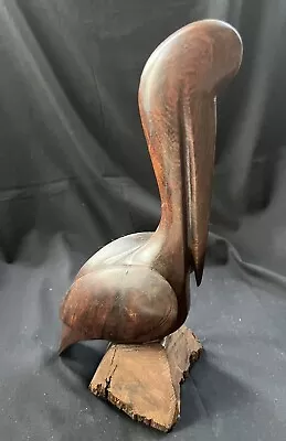 Vintage Hand Carved Wood Pelican Bird Sculpture Approx. 11” Tall • $4.99