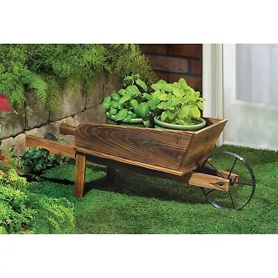 Old Fashioned Wheelbarrow Plant Stand Flower Pot Planter Yard Art Garden Decor • $53.89