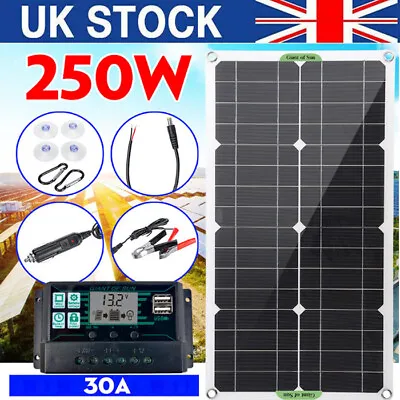 £28.99 • Buy 250W Solar Panel Kit + 30A Battery Charger Controller For Car RV Caravan Boat