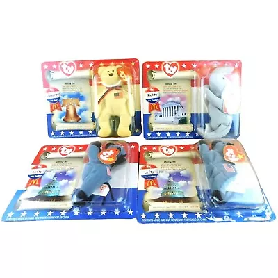 NEW TY Teenie Beanie Babies American Trio Lefty Righty Libearty Set McDonalds • $10