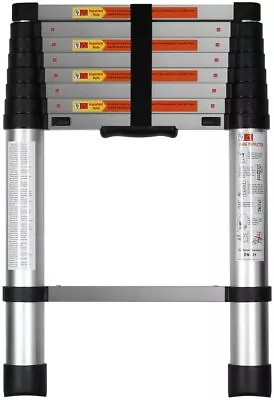 Telescoping Ladder 8.5-10.5FT Aluminum One-Button Retraction Extension System • $85.99