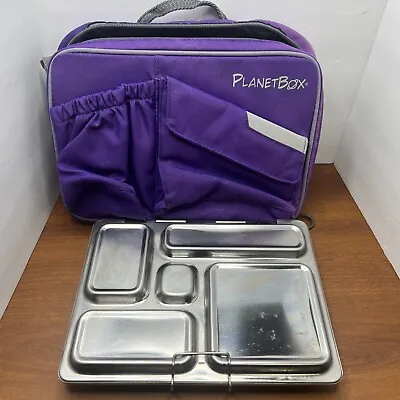 PlanetBox Stainless Steel Lunch Box 5 Compartments With Star Dust Purple Case • $19.99