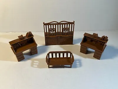 Marx Recast 1950/60's Plastic Western Town Bank Furniture As Shown. • $10