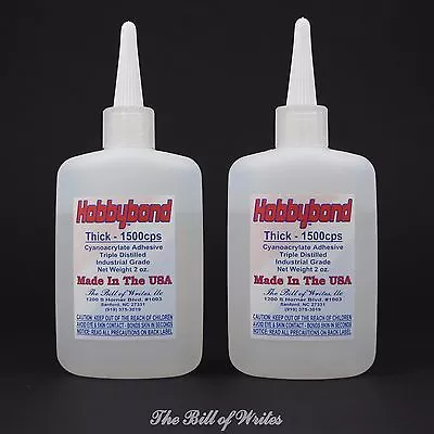 THICK CA - Super Glue - (TWO) - 2 Oz. Bottles - Hobbybond Cyanoacrylate Adhesive • $17.49