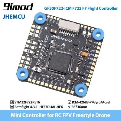 9IMOD JHEMCU GF30F722-ICM F722 F7 Flight Controller Dual BEC For RC FPV Drone • $58.95